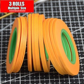 Resim 3 Rulo Yüksek Yapışkanlı Model Boyama Bantı - Ultra İnce, Kalıtsız, Elde Kesilebilir Maskeli ve Kaplama Bantı, DIY Projeleri İçin, Yeşil Çekirdekli Turuncu, Dokulu Kağıt Malzemesi, Duvar Bantı, Turuncu Bant 