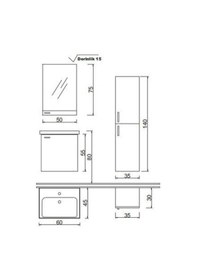 Resim Turkuaz Frame Etajerli Lavabo 60X45 Cm Ve Terra Banyo Dolabı Çok Renkli 