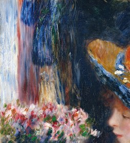 Resim Renoir 'Reading Girl' 3D Printed Textured Oil Painting Reproduction - 39"x47" in / 100x119 cm / Vintage Gold Frame 