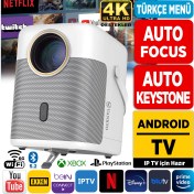 Resim Vankyo H300A Android TV 4K Destekli Projeksiyon Cihazı +Auto Focus+Auto Keystone 6G Wi-Fi+5.2 Bluetooth 240 Inç Yansıtma+HiFi Dolby Ses Sistemi Beyaz PS5/PS4/XBOX/HDMI/USB 
