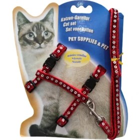 Resim Parlak Kedi Gezdirme Göğüs Tasması 