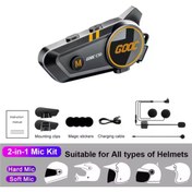 Resim Dynego Bluetooth 5.3 Kask Interkom Kulaklık 300M Kablosuz Motosiklet Kulaklık IPX7 Su Geçirmez 1100mA 
