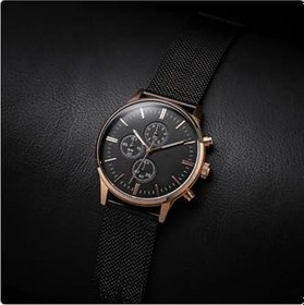 Resim Spectrum Premium Çelik Hasır Kordon Siyah Erkek Kol Saati ST6425AG 