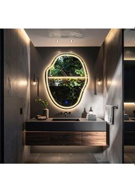 Resim Zelvora Günışığı Lazer Kumlamalı Lavabo & Banyo Aynası Dokunmatik Sensörlü 60 X 45 