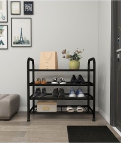 Resim Metallica Concept Çağla 4 Katlı Metal Düzenleyici Çok Amaçli Raf Ayakkabılık Siyah 