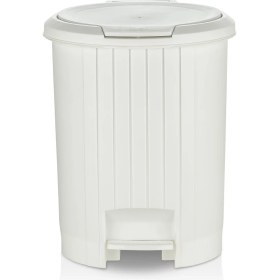 Resim Özel Kalite Bas Aç Mekanizmalı Banyo ve Mutfak Pedallı Çöp Kovası - Beyaz 