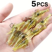 Resim Biyo-luminesan Sahte Karides Yemi 4cm Kanca ile Kokuşun Yumuşak Sahte Karides Yemi Ağız Üstü Açık 