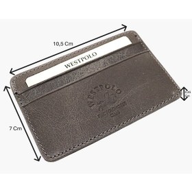 Resim Westpolo Eskitme Hakiki Deri Unisex İnce Kartlık - Gri Gri 