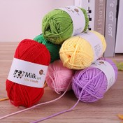 Resim 150g yumuşak orta kalın süt ipliği, el dokuma için, DIY malzeme yapımı, el işi iplik, çiçek küçük hediye, örgü kazak, şapka, atkı, orta kalın iplik topu, 3'lü paket 