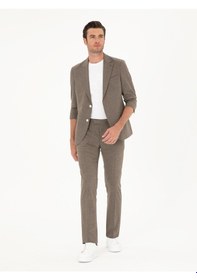 Resim Cacharel Kahverengi Slim Fit Yün Karışımlı Takım Elbise 