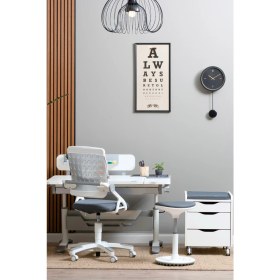 Resim Creo Mobili Ev Ofisi İçin Geniş Yüzeyli Çalışma Masası + Sandalye + Keson + Tabure - Beyaz/Gri - Sirius Premium 