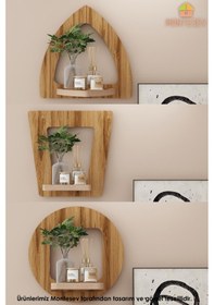 Resim Ahşap Dekoratif Duvar Rafı 2 Li / 3 Lü Set Mtsv - 641 Kahverengi 