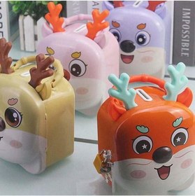 Resim Geyik Temalı Çocuklar İçin Kumbara, Kilit ve Anahtarlı Para Biriktirme Kutusu 