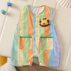 Resim Zidan Yanxuan+1 Adet Yakaless Yarım Açık Geniş Omuz Kısa Haikyung Aslan Başlı Unisex Yaz Modası Bodysuit, Dış Mekanlar İçin Mükemmel 