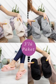 Resim Moda Frato Modafrato 3'lü Paket Çapraz Kadın Terlik Ev Terliği 
