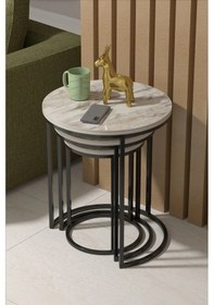 Resim Uslucan Alışveriş Orta Sehpa Tekli Ve 3'lü C Zigon Sehpa Kombin Set Efes Çok Renkli 