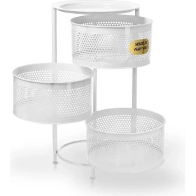 Resim Bayev 3 Katlı Beyaz Yana Açılır Tekerlekli Patates Soğan Sepeti Sebze Meyve Sepeti Sebzelik 