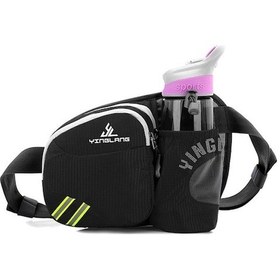 Resim Siyah Nylon Spor Bel Çantası - Koşu, Bisiklet, Dağcılık İçin - Su Şişesi Cebi, Hafif, Konforlu, Unisex Siyah Siyah 