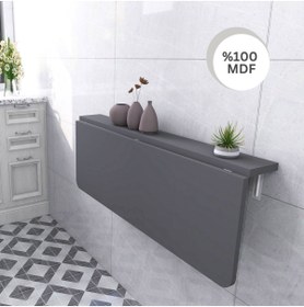 Resim Kydonia Home 60x110 Cm Oval Köşeli Sabit Raflı Duvara Monte Kırma Katlanır Yemek Masası 