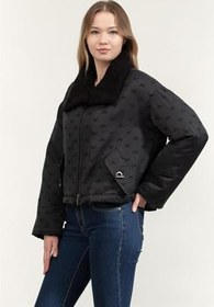 Resim Emporio Armani Tamamı Logolu Yün Karışımlı Klasik Yaka Fermuarlı Mont Bayan MONT EW001392 AF14362 UC001 