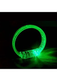 Resim Yeşil Led Işıklı Baskı Yapılabilen Pilli Bileklik Bilezik 1,5 Cm Genişlik Açık Bej 