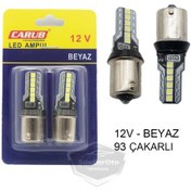 Resim Carub Düz-çakarlı Park Stop Sinyal Ampulü Tek Duy 12 Led Fren Lambası 12v 93 Beyaz 00 Şüscaroto Aksesuar 
