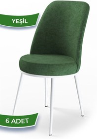 Resim Canisa Concept Dexa Serisi, Üst Kalite Yemek Odası Sandalyesi, Metal Beyaz Iskeletli, 6 Yeşil Adet 