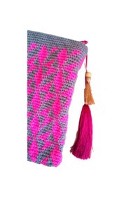 Resim El&Ma El Örgüsü Wayuu Clutch Çanta (32 cm x 20 cm) 