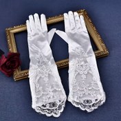 Resim 1 Çift Romantik Dantel Hollow-Out Gelinlik Eldivenler, Polyester, Elde Yıkan/Dry Clean, Düğün Teması - ST-001 