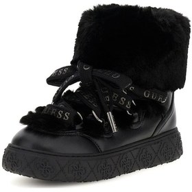 Resim Kadın Unessa Kürk Detaylı Platform Bot - Siyah Siyah 