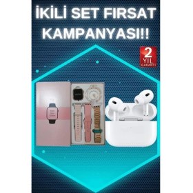 Resim AyrStore Buğz 3 Kordonlu Pembe Amoled Ekran Akıllı Saat ve Yeni Nesil Pro Kablosuz Bluetooth Kulaklık Anc 