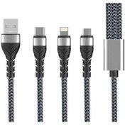 Resim Lightning Micro Type-C 3 In 1 Usb Hasır Kablo 1.2M Bax-Siyah 