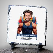 Resim Karikatürlü En Yakışıklı Halterci Dekoratif Taş 