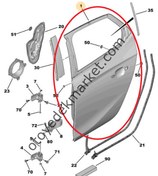 Resim Opel Corsa (2020-2024) Sol Arka Kapı (Orijinal) 