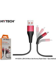 Resim Hytech Hy-X230 1.2M 3A Micro Usb Kırmızı-Siyah 