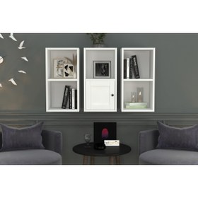 Resim Nettrends Kitaplıklı Kapaklı Duvar Rafı Beyaz 100 Cm Dvr-1060 DVR-1060krc 