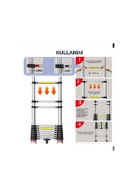 Resim Clımbex Titan 5 Metre Teleskopik Merdiven Güvenli Kilit Sistemli Profesyonel Model 