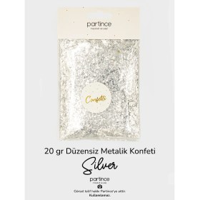 Resim Partince 20 gr Metalik Düzensiz Form Silver Renk Parti Süsleme Konfetisi 