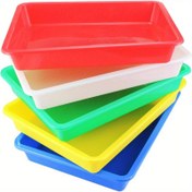 Resim 5'li Paket Yeni Tarz Plastik Sanat Tepsileri, 5 Renk Duyusal Tepsi, Kum Tepsisi Servis Tepsileri, El İşi Organizatörü, DIY Projeler, Boyama, Boncuklar, Ev Dekoru 
