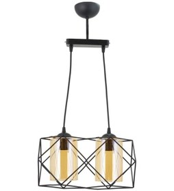 Resim Modern Spor Kare Geometrik Ikili Siyah Balcam Metal Sarkıt Avizex 