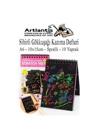 Resim Sihirli Gökkuşağı Kazıma Defteri A6 10x15 Cm 3 Paket 10 Sayfa Scratch Note Spralli Siyah Sihirli Resim Defteri Siyah 