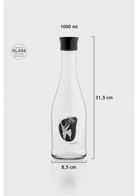 Resim Renga Gala Blossom Desenli 1000 Ml Cam Karaf 212011 Siyah 