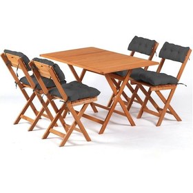 Resim 4+1 Minderli Balkon Bahçe Mutfak Bistro Set Katlanır Masa-sandalye 120x70-antrasit Ahşap 