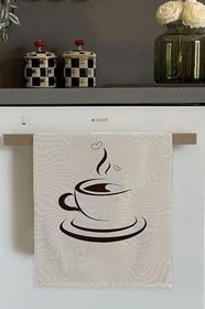 Resim Bej Fincan Desenli Fırın Mutfak Havlusu 30X50Cm 