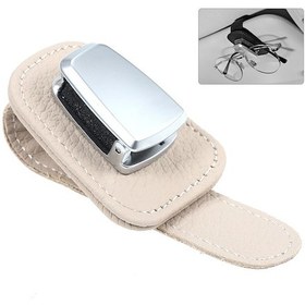 Resim Moveevo Araç Güneşlik Gözlük Tutucu, Alüminyum Deri, Kaymazsız, Gözlüğü Korumak Ve Düzenlemek, Bej 