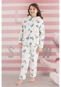 Resim Kız Çocuk Desenli Polar Pijama Takımı 240527 Ekru Ekru 