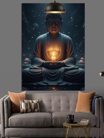 Resim Meditasyon Yapan Buda Heykeli İllüstrasyonu Dekoratif Kanvas - Mdf Ahşap Tablo 