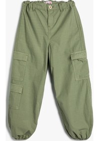 Resim Koton Jogger Kargo Pantolon Pamuklu Beli Bağlamalı Cepli Haki 4skg40028ad Haki 