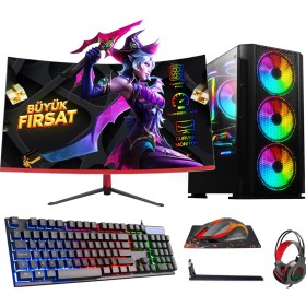 Resim Ramtech Bf Rog Plus İ5-9400F 16RAM 480SSD GTX750Tİ-4GB 23,6 Curved Gamıng Pc 