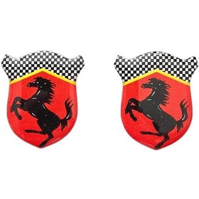 Resim Motosiklet Damla Etiket Sticker Mini Ferrari 3cmx2,5cm, Motosiklet Ferrari Logo 